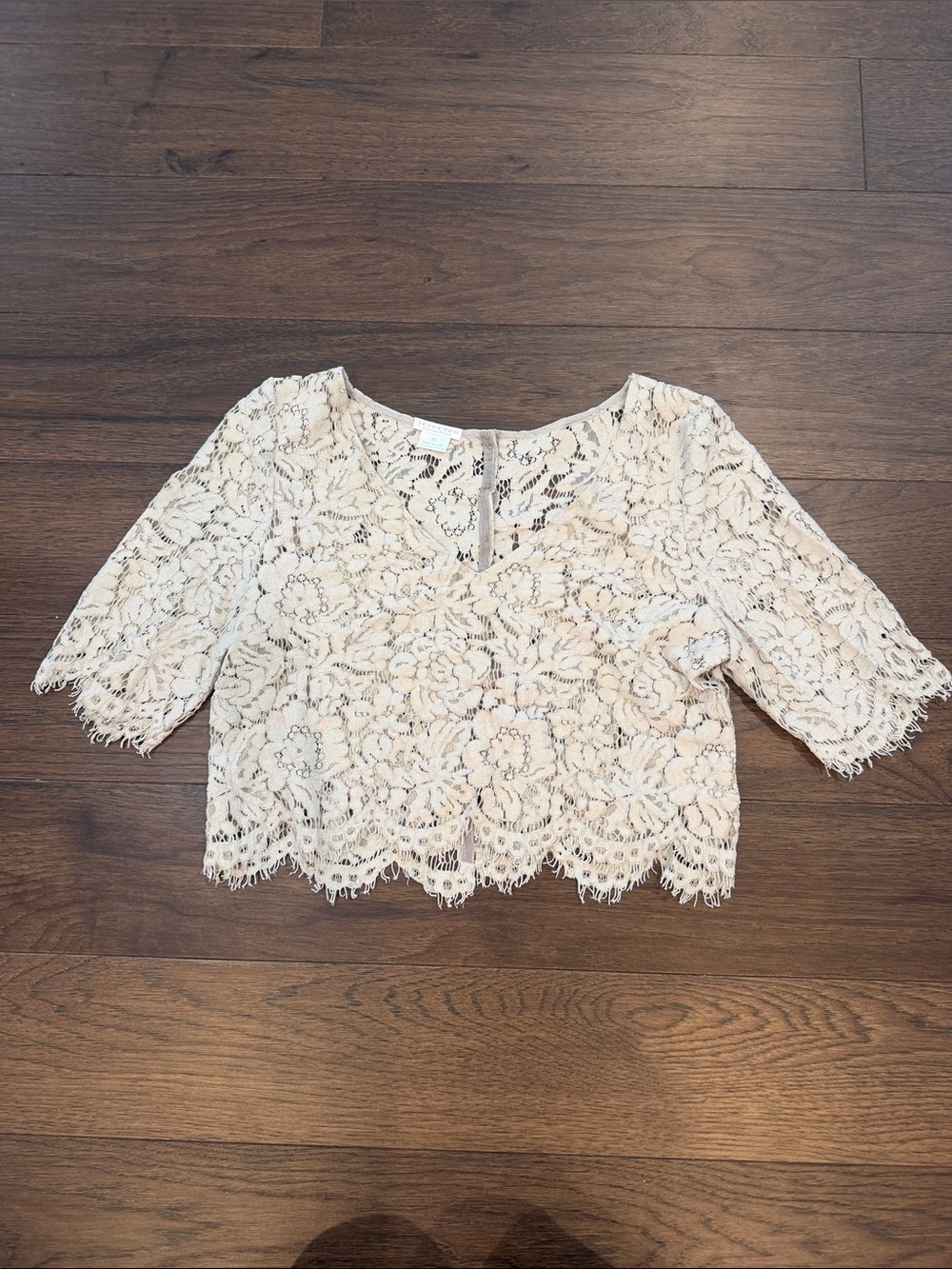 Jenny Yoo Libby Lace Top in Beige Size XS - C61-010